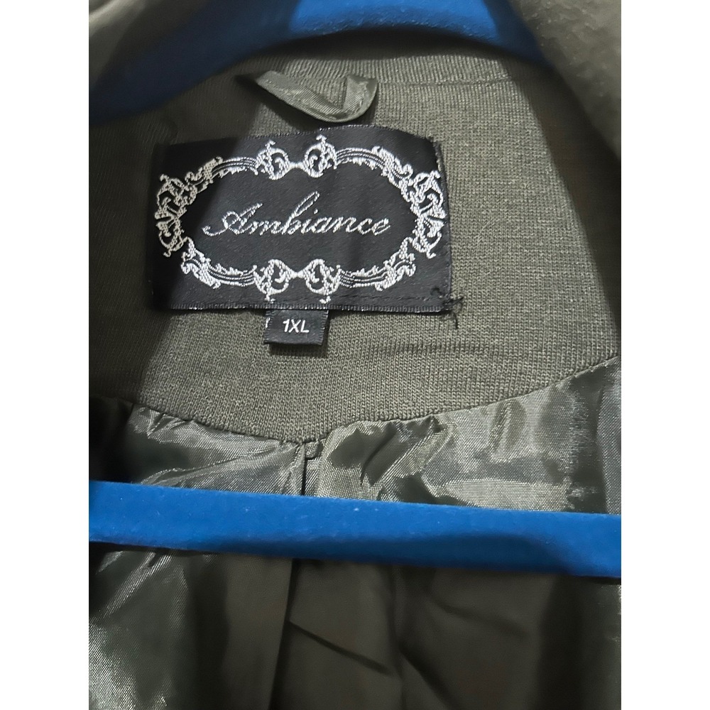Ambiance Olive Green Anorak Military Style Jacket Womens 1XL Drawstring‎ - Picture 4 of 10